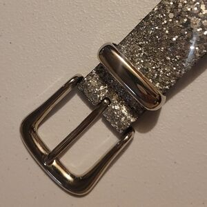 Absolutely Fresh Black and Silver Glittet Belt From 2000s, Size 39